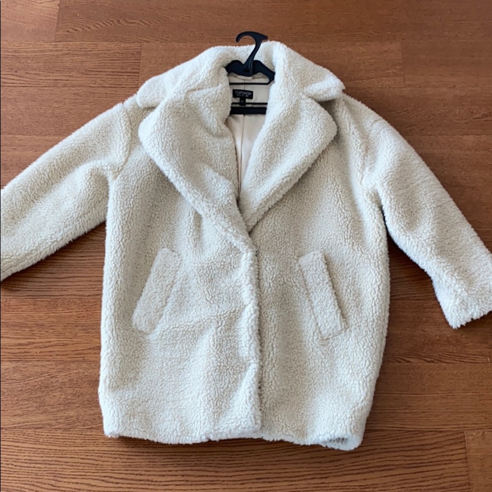 Rare Topshop Teddy Furry Borg Cocoon Coat